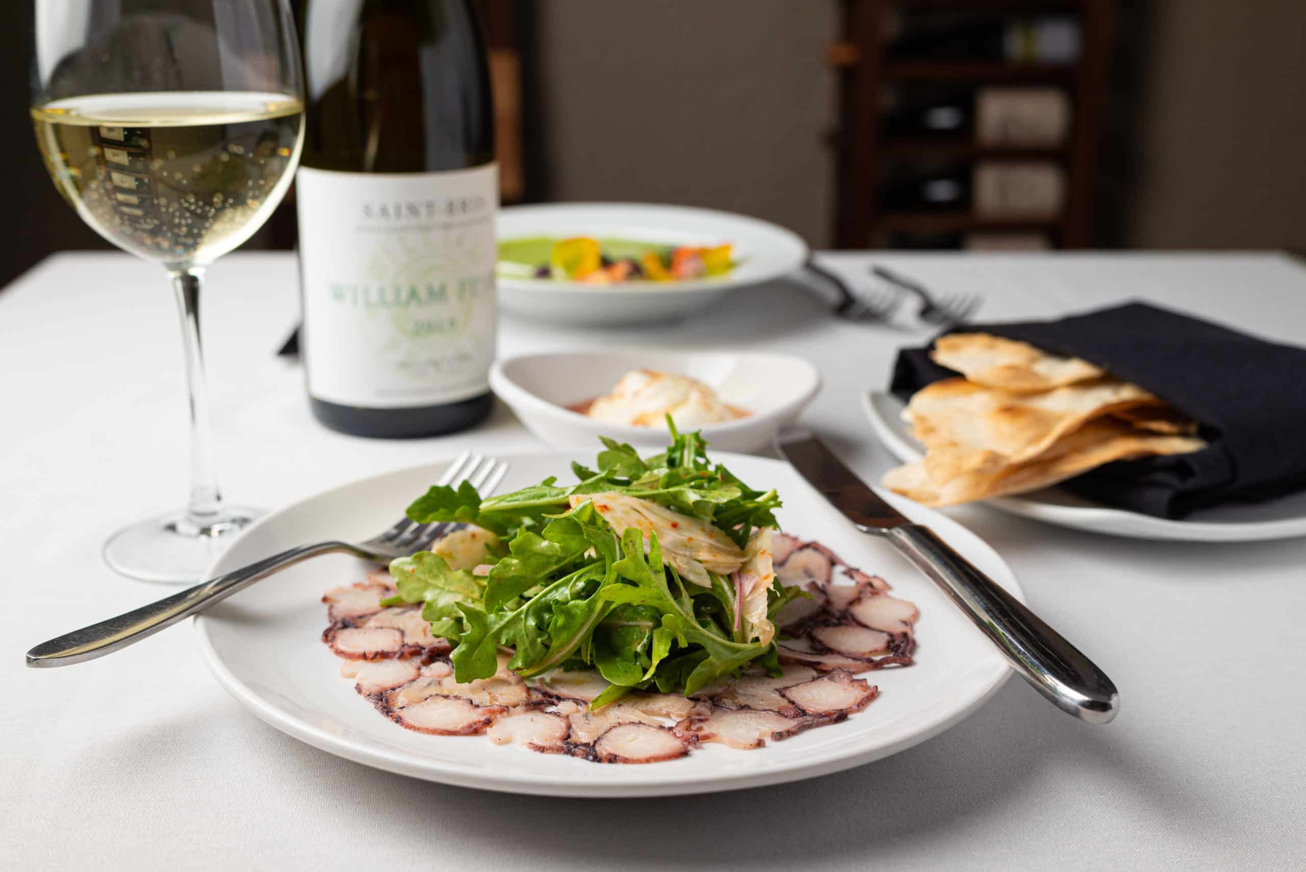 Image of food and wine